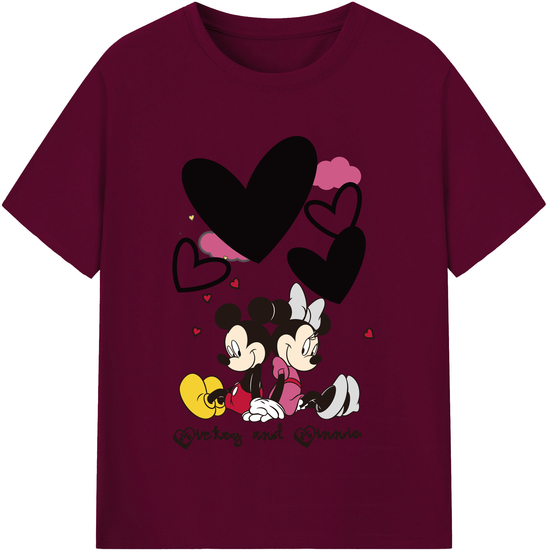 （画像用） ミッキーマウス Mickey Mouse レディースカジュアルプリントTシャツ（綿100％）